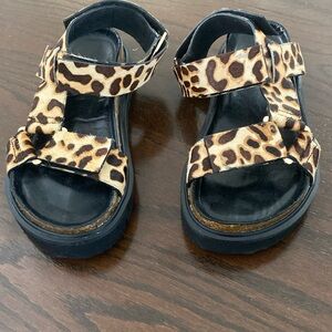 All Black Leopard calf hair Velcro sandals. New with out tags
